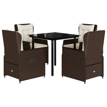 Set mobilier de grădină, 5 piese, cu perne, maro, poliratan - Img 2