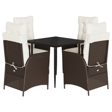 Set mobilier de grădină, 5 piese, cu perne, maro, poliratan - Img 2