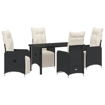 Set mobilier de grădină 5 piese cu perne negre din poliratan. - Img 2