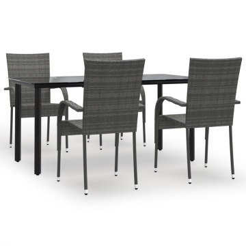 Set mobilier de grădină, 5 piese, gri, poliratan - Img 2