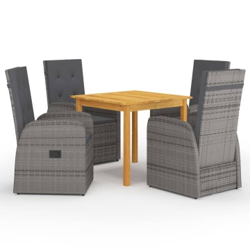 Set mobilier de grădină, 5 piese, gri - Img 1