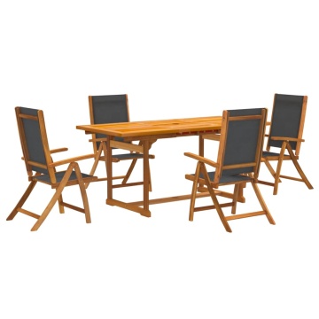 Set mobilier de grădină, 5 piese, lemn masiv acacia/textilenă - Img 2