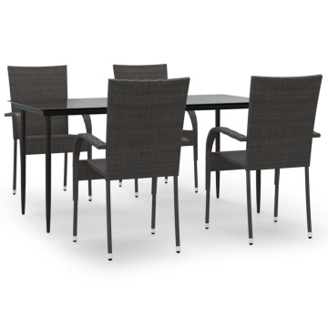 Set mobilier de grădină, 5 piese, maro, poliratan - Img 2