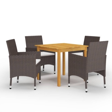 Set mobilier de grădină, 5 piese, maro - Img 1