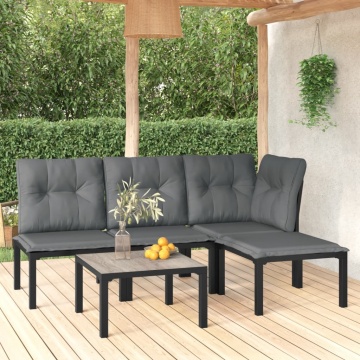 Set mobilier de grădină, 5 piese, negru/gri, poliratan - Img 1