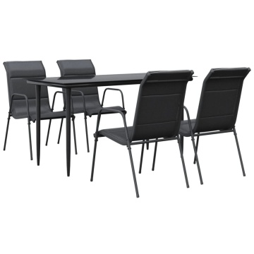 Set mobilier de grădină, 5 piese, negru, oțel și textilenă - Img 2