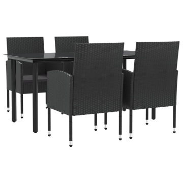 Set mobilier de grădină, 5 piese, negru, poliratan și oțel - Img 2