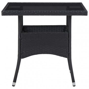Set mobilier de grădină, 5 piese, negru, poliratan și sticlă - Img 4