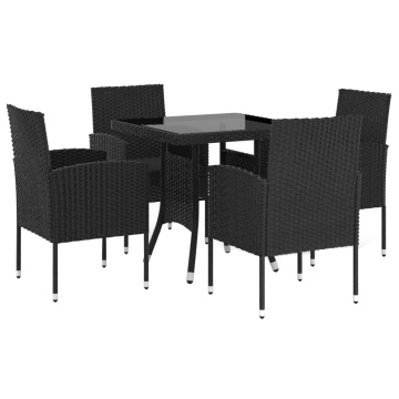 Set mobilier de grădină, 5 piese, negru, poliratan - Img 2