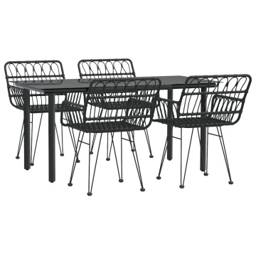 Set mobilier de grădină, 5 piese, negru, poliratan - Img 3