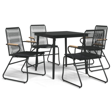 Set mobilier de grădină, 5 piese, negru, ratan PVC - Img 2