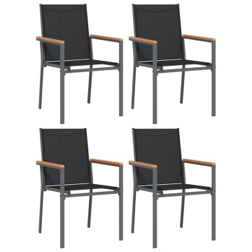 Set mobilier de grădină, 5 piese, negru, textilenă și oțel - Img 4