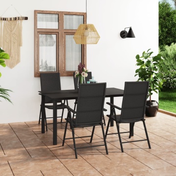 Set mobilier de grădină, 5 piese, negru - Img 1