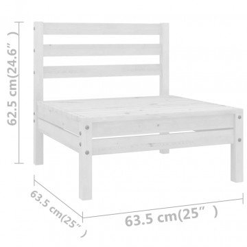 Set mobilier de grădină, 6 piese, alb, lemn masiv de pin - Img 5