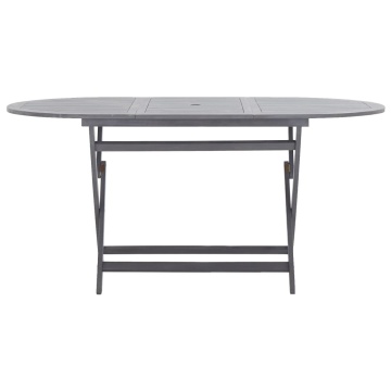 Set mobilier de grădină, 7 piese, gri, lemn masiv de acacia - Img 3