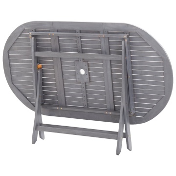 Set mobilier de grădină, 7 piese, gri, lemn masiv de acacia - Img 5