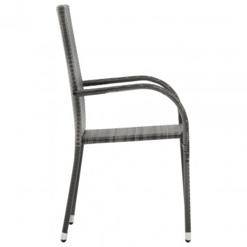 Set mobilier de grădină, 7 piese, gri, poliratan - Img 4