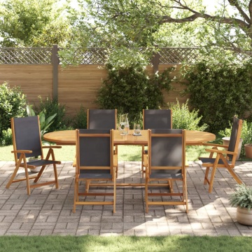 Set mobilier de grădină, 7 piese, lemn masiv acacia/textilenă - Img 3