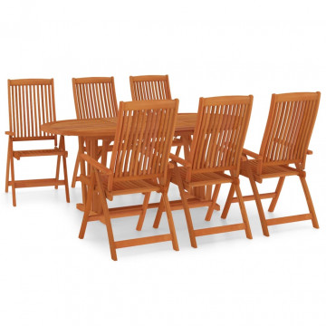 Set mobilier de grădină, 7 piese, lemn masiv de eucalipt - Img 2