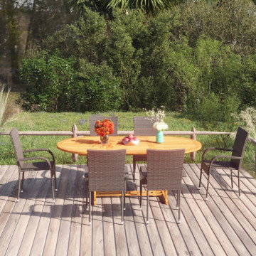 Set mobilier de grădină, 7 piese, maro, poliratan - Img 1