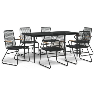 Set mobilier de grădină, 7 piese, negru, ratan PVC - Img 2