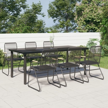 Set mobilier de grădină, 7 piese, negru, ratan PVC - Img 1