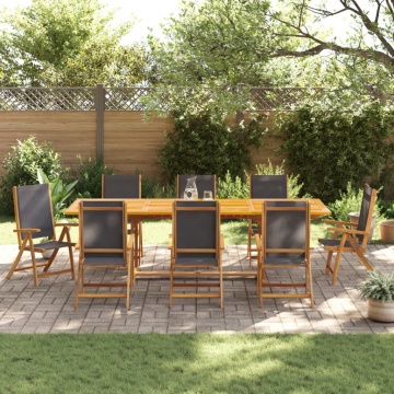 Set mobilier de grădină, 9 piese, lemn masiv acacia/textilenă - Img 3