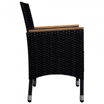 Set mobilier de grădină, 9 piese, negru, poliratan/lemn acacia - Img 7