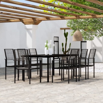 Set mobilier de grădină, 9 piese, negru - Img 1
