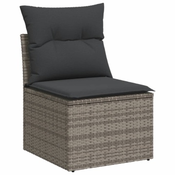 Set mobilier de grădină cu perne, 10 piese, gri, poliratan - Img 4