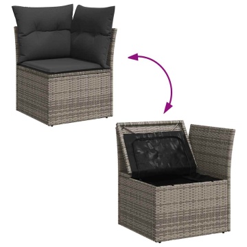 Set mobilier de grădină cu perne, 10 piese, gri, poliratan - Img 7