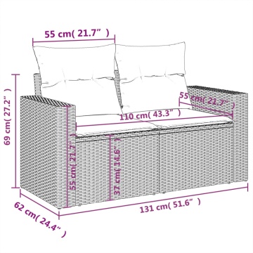 Set mobilier de grădină cu perne, 10 piese, gri, poliratan - Img 7