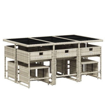 Set mobilier de grădină cu perne 11 piese gri deschis poliratan - Img 4