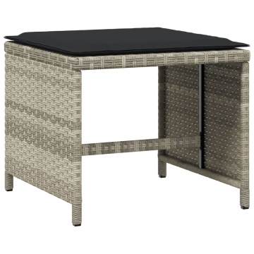 Set mobilier de grădină cu perne 11 piese gri deschis poliratan - Img 5