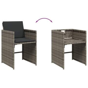 Set mobilier de grădină cu perne, 11 piese, gri, poliratan - Img 5