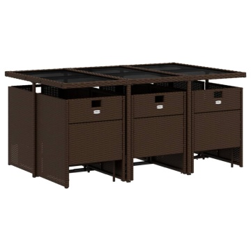 Set mobilier de grădină cu perne, 11 piese, maro, poliratan - Img 3