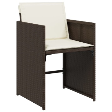 Set mobilier de grădină cu perne, 11 piese, maro, poliratan - Img 4