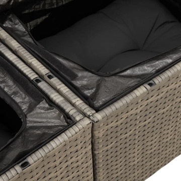 Set mobilier de grădină cu perne, 13 piese, gri, poliratan - Img 7