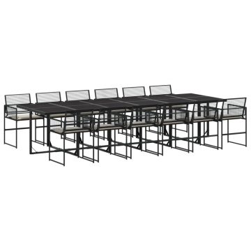 Set mobilier de grădină cu perne, 13 piese, negru, poliratan - Img 2