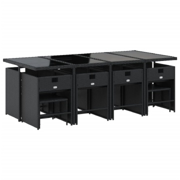 Set mobilier de grădină cu perne, 13 piese, negru, poliratan - Img 3