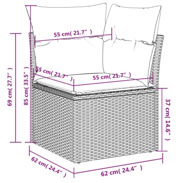 Set mobilier de grădină cu perne, 13 piese, negru, poliratan - Img 7