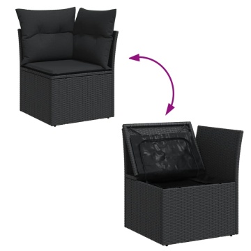 Set mobilier de grădină cu perne, 13 piese, negru, poliratan - Img 8