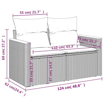 Set mobilier de grădină cu perne, 13 piese, negru, poliratan - Img 7