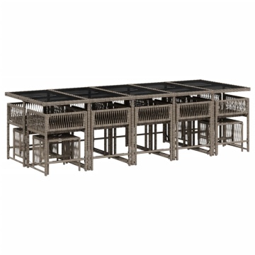 Set mobilier de grădină cu perne, 15 piese, gri, poliratan - Img 3