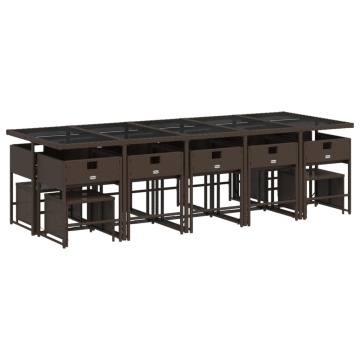 Set mobilier de grădină cu perne, 15 piese, maro, poliratan - Img 4