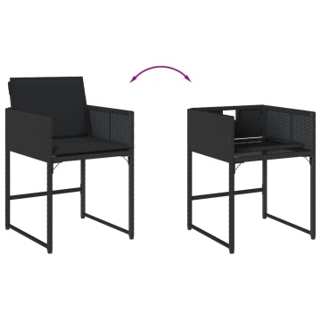 Set mobilier de grădină cu perne, 15 piese, negru, poliratan - Img 6