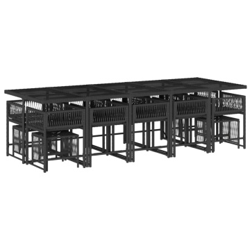 Set mobilier de grădină cu perne, 15 piese, negru, poliratan - Img 3