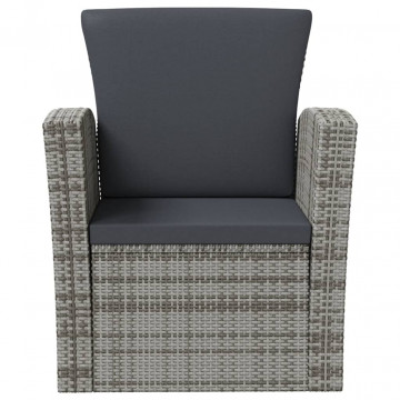 Set mobilier de grădină cu perne, 16 piese, gri, poliratan - Img 4