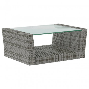 Set mobilier de grădină cu perne, 16 piese, gri, poliratan - Img 6