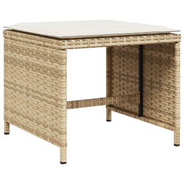 Set mobilier de grădină cu perne, 17 piese, bej, poliratan - Img 3